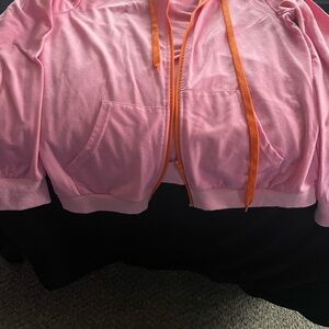 Pink Hoodie with Orange Accents